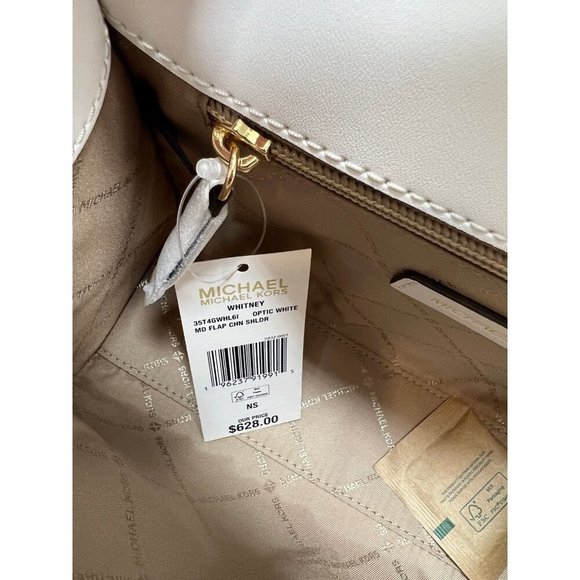 Michael Kors Whitney Medium Sequined Fruit Print Shoulder Bag Purse Optic White - Picture 11 of 11